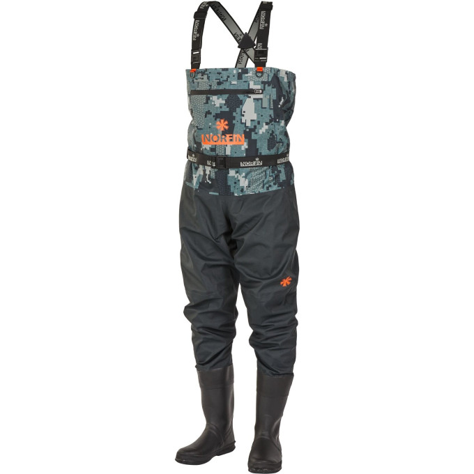 Полукомбинезон забродный NORFIN PILOT CAMO BOOTFOOT р.44-L с сапогами резина 83400-44-L